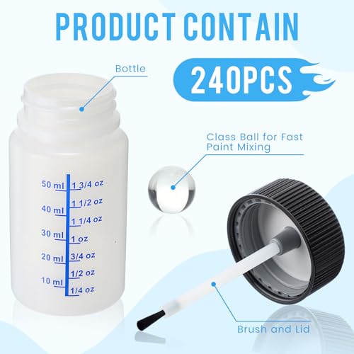 Touch up Paint Bottle with Brush Mixing Ball (Black, Blue)