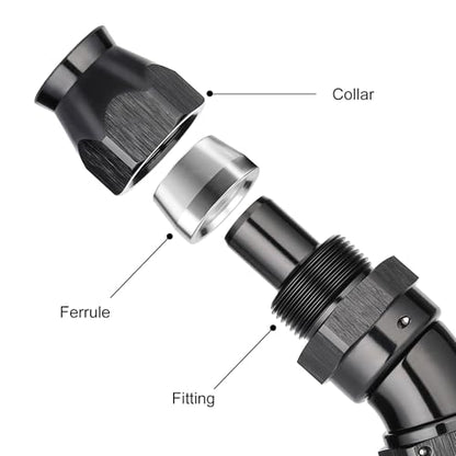 10AN 30 Degree PTFE One Piece Full Flow End Hose Fitting Aluminum Black (10AN / 30 Degree)