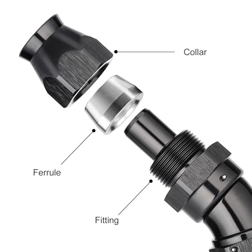 12AN 30 Degree PTFE One Piece Full Flow End Hose Fitting Aluminum Black (12AN / 30 Degree)