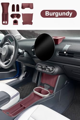 Car Center Console Organizer Tray Mat Scratch (Burgundy / Behind the Screen)