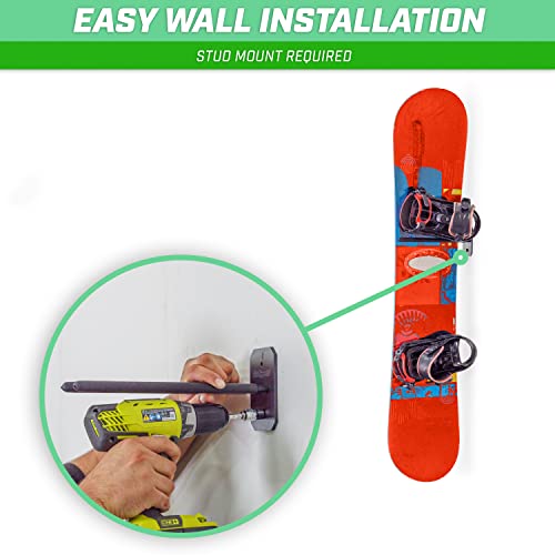Wall Mounted Ski and Snowboard Storage Rack (2 Skis / Black)