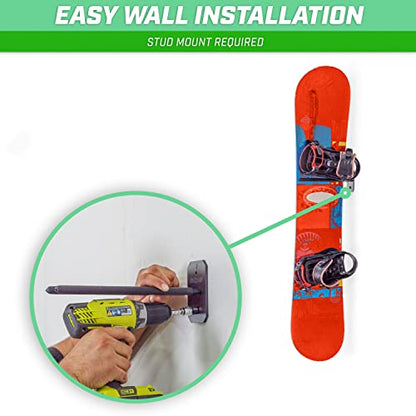 Wall Mounted Ski and Snowboard Storage Rack (2 Skis / Black)