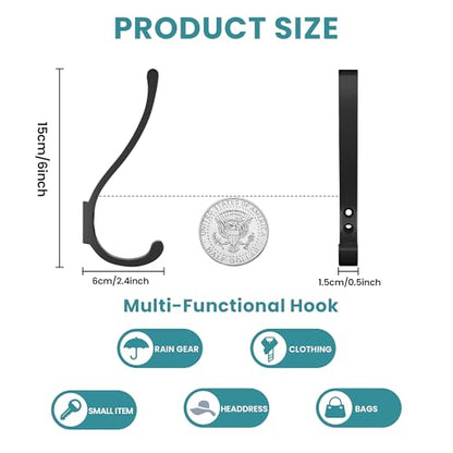 6 Pack Heavy Duty Coat Hooks for Wall Mount