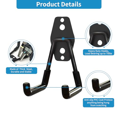 Garage Storage Utility Hooks (6 Pack-Black)
