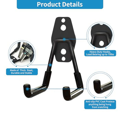 2 Pack Garage Storage Utility Hooks (Black)