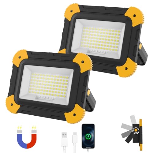 2 Pack Magnetic LED Work Lights (Black + Yellow (2 Pack))