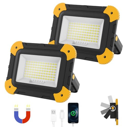 2 Pack Magnetic LED Work Lights (Black + Yellow (2 Pack))