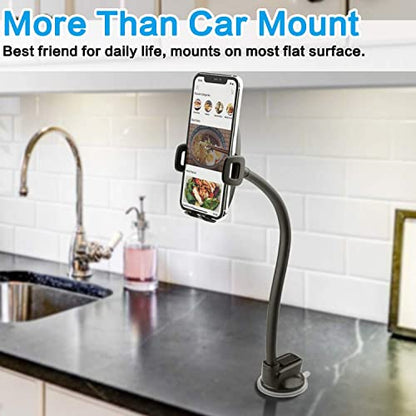 Solid Car Truck Phone Mount Holder with 14 (Black Mirror Surface with Silver Ring)