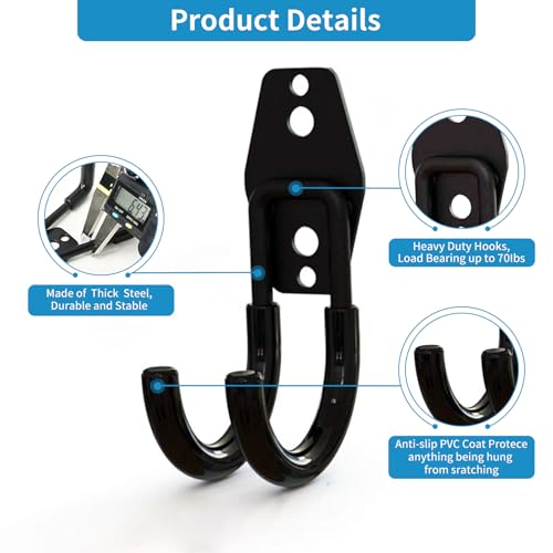 2 Pack Garage Storage Utility Hooks (Type O-Black)