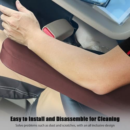 2PC Car Front Seat Armrest Covers (Coffee-2PC)