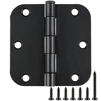 Rounded Matte Black Door Hinges 3.5 Inch 5 (Matte Black-Rounded / 30 Pack-no squeak)