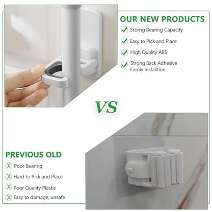 3pack Broom and Mop Holder Wall Mount No Drill Mop and Broom Gripper Mop Handle Hanger Household Cleaning Organizer