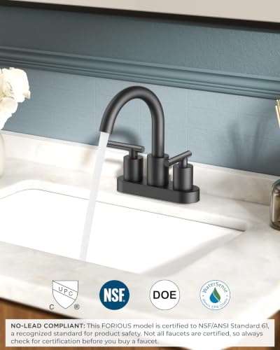 4 Inch Centerset Bathroom Faucet Black 2 Hole (Matte Black)