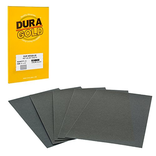 5-1/2" x 9" Wet or Dry Sandpaper Sheets, 320 Grit, Box of 25 (320-Grit)
