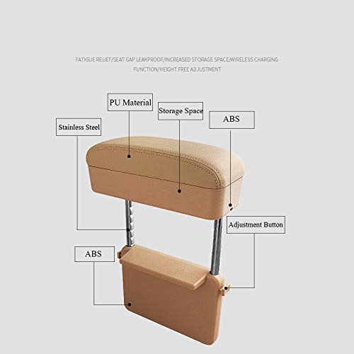 Car Armrest Box Adjustable Pad Refit Car Central Lift Armres Storage Organizer Box Arm Rest (Beige)
