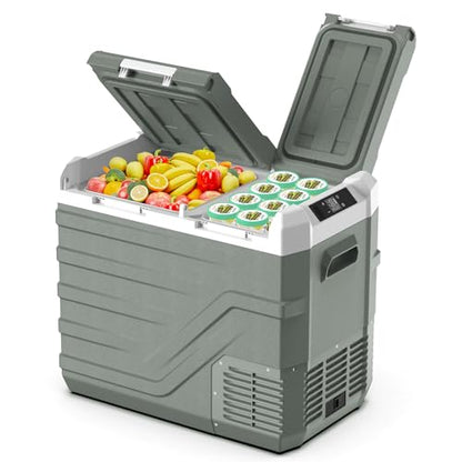 12 Volt Car Refrigerator Portable Refrigerator for Car 12V Refrigerator Dual Zone 41 Quarts Portable Fridge for Car (Green / 41QT)
