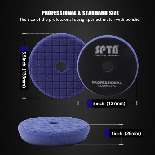 PRO Buffing Polishing Pads (5 Inch (125mm) / 3Pcs 5 Inch Buffing Sponge Pads)