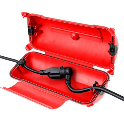 Outdoor Extension Cord Safety Cover (Red / Medium Box: 9.5" L x 3" W x 2.9" H)