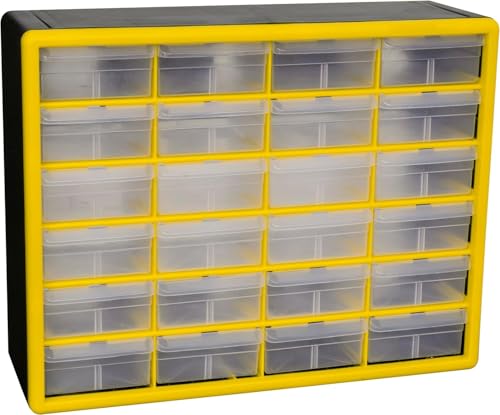 24 Drawer Plastic Storage Cabinet (Yellow / 24 Drawer / 1 Pack)