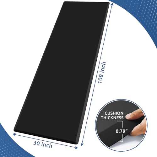 0.8" Thick Kitchen Mat Cushioned Anti Fatigue Rug Comfort Floor Mats (Black / 108"L x 30"W x 0.8"Th)