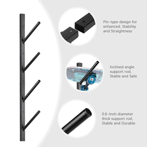 Skateboard Rack Wall Mount (4-floor black)