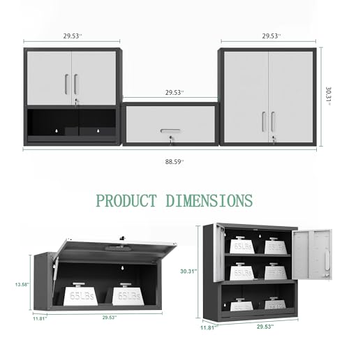 Garage Tool Cabinet (Black & Grey / H30.31" 3Set)