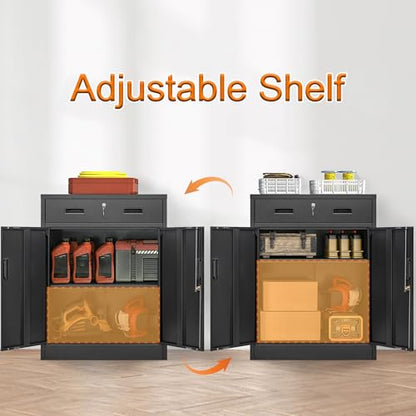 Metal Storage Cabinet (Black / 36" H x 28" W x 16" D)