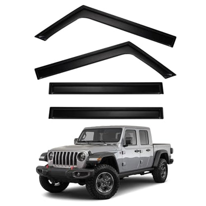 4pcs Window Visors Rain Guards for 2018 (2020-2024 Gladiator & 2018-2024 Wrangler JL)