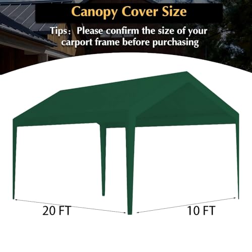 10 x 20 FT Carport Replacement Cover (10'x20' / Green)