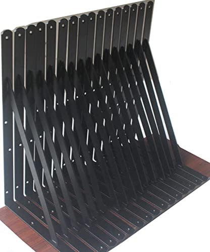 24 Pack L16 x H 10" Black Heavy Duty Shelf Brackets with Screws Metal Shelf Brackets Shelf Support Angle Brackets for Shelves L Brackets Heavy Duty Floating Shelf (24 Pack-Black / 16''x10'')