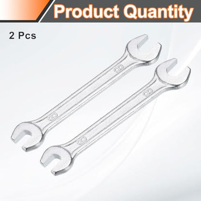 2pcs Double Open End Wrench 6mm x 8mm Metric 15 Degree Offset Angle Small Flat Head Wrench Galvanizing Open Ended Spanner for Automotive Repair Furniture Assembly (6mm x 8mm)