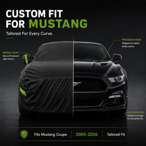 Car Cover for Ford Mustang Waterproof All Weather Outdoor Cover (Black / Fit for Ford Mustang)