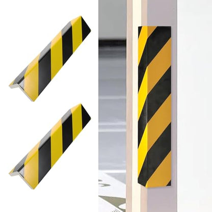 2 Packs 40 * 12.5 * 2cm Garage Wall Protector Foam Wall Corner Guard for Parking Garages Wall Edge Protector with Reflective Safety Stripe (40*12.5*2cm/15.74*4.92*0.78in / Black-Yellow)