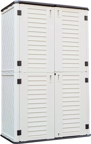 Outdoor Storage Cabinet Waterproof (66 Cu.ft White Shed-08H)