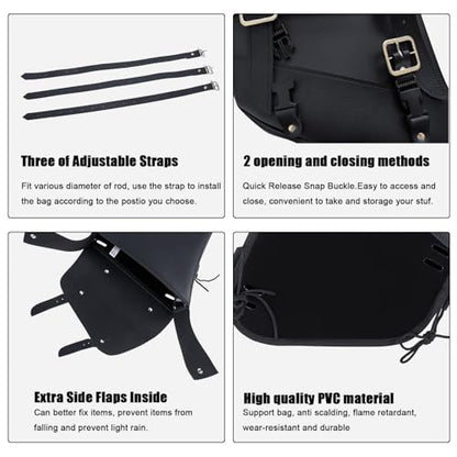 Leather Solo Swing Arm Bag (Black / Right Side)