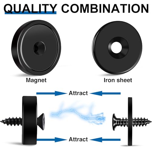 Strong Magnets Heavy Duty Screw On Neodymium 30LBS Magnet 12 Pack (Black / 0.78in)
