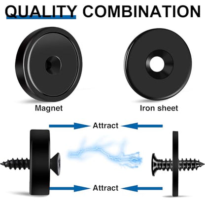 Strong Magnets Heavy Duty Screw On Neodymium 30LBS Magnet 12 Pack (Black / 0.78in)