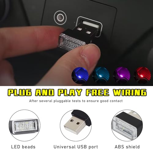 4 PCS USB LED Car Interior Atmosphere Lamp (Blue+Ice Blue+Red+Purple)