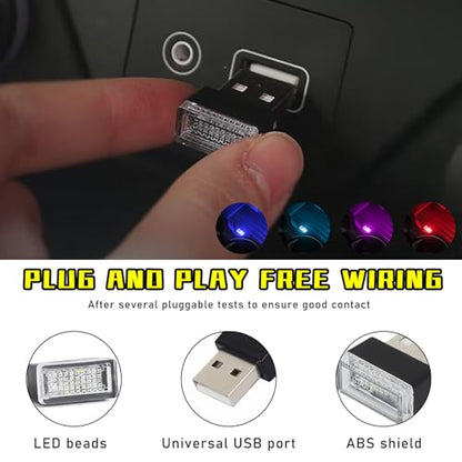 4 PCS USB LED Car Interior Atmosphere Lamp (Blue+Ice Blue+Red+Purple)