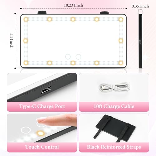 2PCS Car Sun Visor Vanity Mirror (Black / 2PCS)