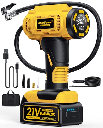 Cordless Tire Inflator Portable Air Compressor (Yellow)