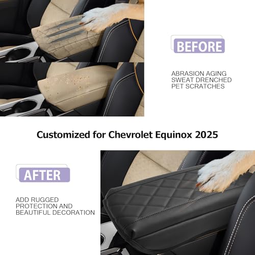 Center Console Cover Compatible with Chevy Equinox Accessories 2025 2026 2027 Equinox Armrest Cover Center Console Pad 2027 Equinox LT (2025-2027 Equinox Thick Black B)
