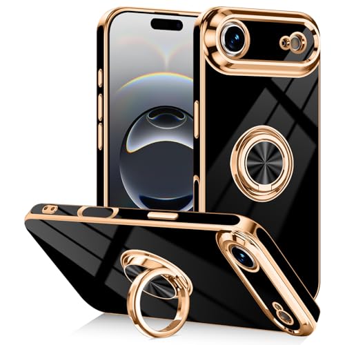 Designed for iPhone Air Case with Ring Stand Slim Black (Black / 6.5'' iPhone Air)