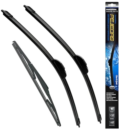 3 Wiper Blades ((24″+18″+14″) Front + Rear)