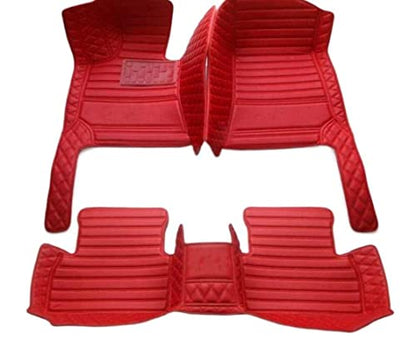 Custom All Weather Protection Leather Car Floor Mats for Cars Sedan SUV Sports Car Waterproof Floor Mat (ALL RED)
