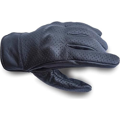 Leather Motorcycle Gloves for Men with reinforcements on Knuckles and Fingers 100% Perforated Calf Leather Riding Gloves with Magic Tape Wrist Closure (X-Large / Willington Moto Black)