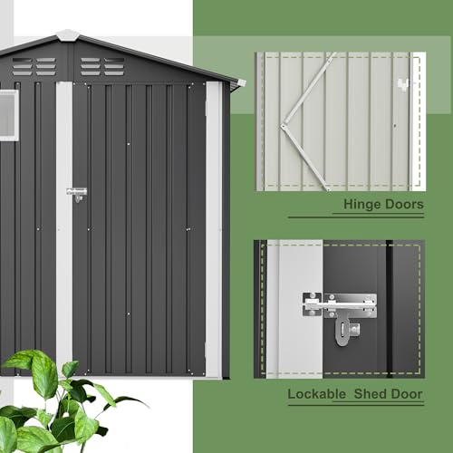 Outdoor Storage Shed (6x4 Ft-with window / Black)