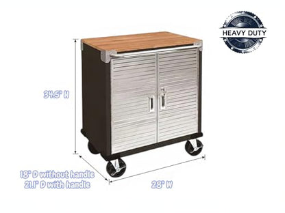 Heavy Duty Rolling Storage Cabinet with Wheels and Drawers (2 Door (28" W x 18” D x 34.5" H) / Graphite)