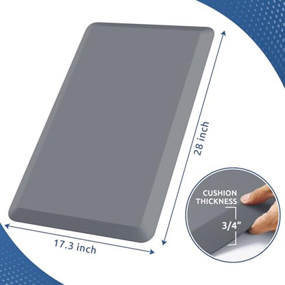 Kitchen Mat Cushioned Anti Fatigue Kitchen Rug Non Slip Standing Mat Comfort Floor Mats for Sink Office (Grey / 28"L x 17.3"W x 0.8"Th)