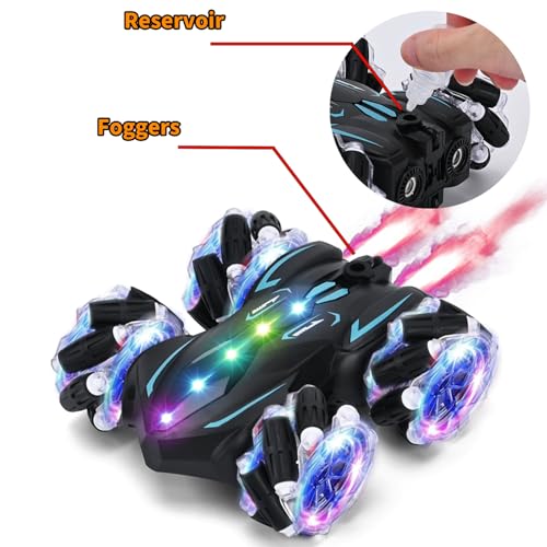 Upgraged Gesture Sensing RC Stunt Car with Lights & Music (Deep Blue / 1:18)